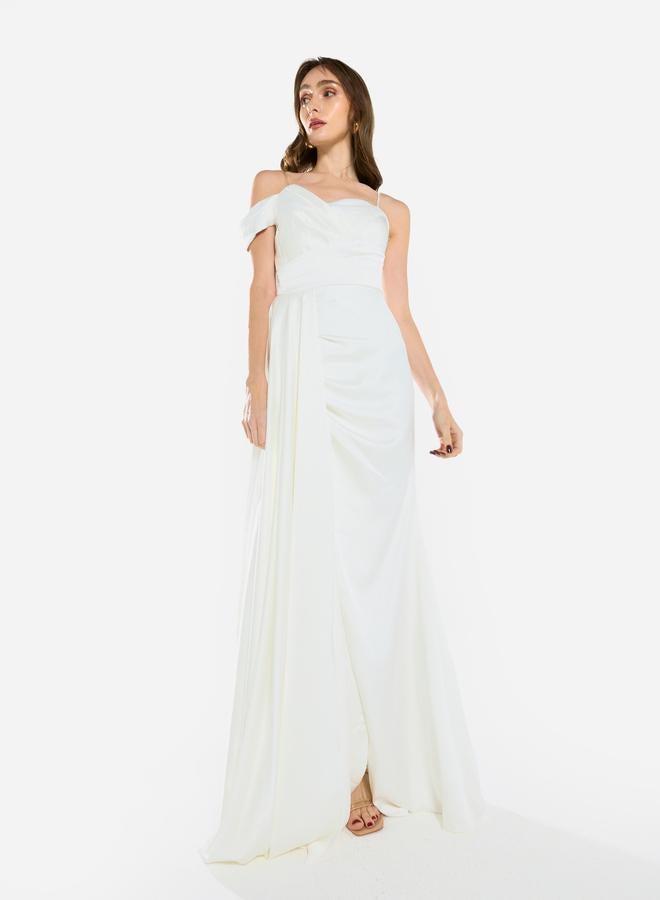 House of Moda Women Asymmetric Drape Overlay Maxi Dress - Image 3